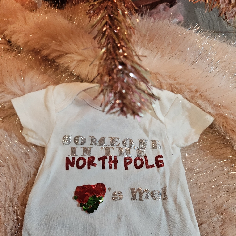 Custom handmade Christmas baby onesie Santa Claus T-shirt